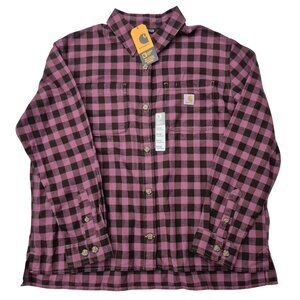 Carhartt Women's Rugged Flex Loose Fit Midweight Flannel Shirt Long Sleeve Plaid